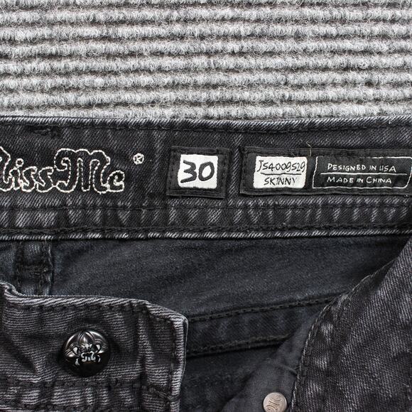 Miss Me Jeans Women's 30x32 Black Skinny Flap Pockets Stretch - Picture 3 of 8